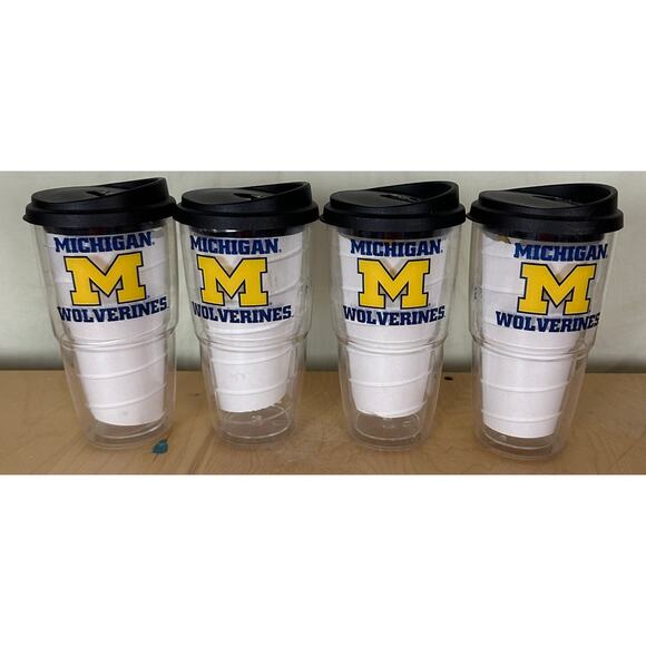 Lot of 4 University of Michigan Wolverines Tumblers Drinkware with Lids - Picture 2 of 6